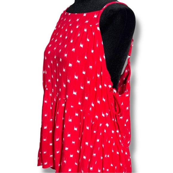 Universal Thread Red With White Pattern Sleeveless Adjustable Tiered Tank Top - Picture 6 of 16